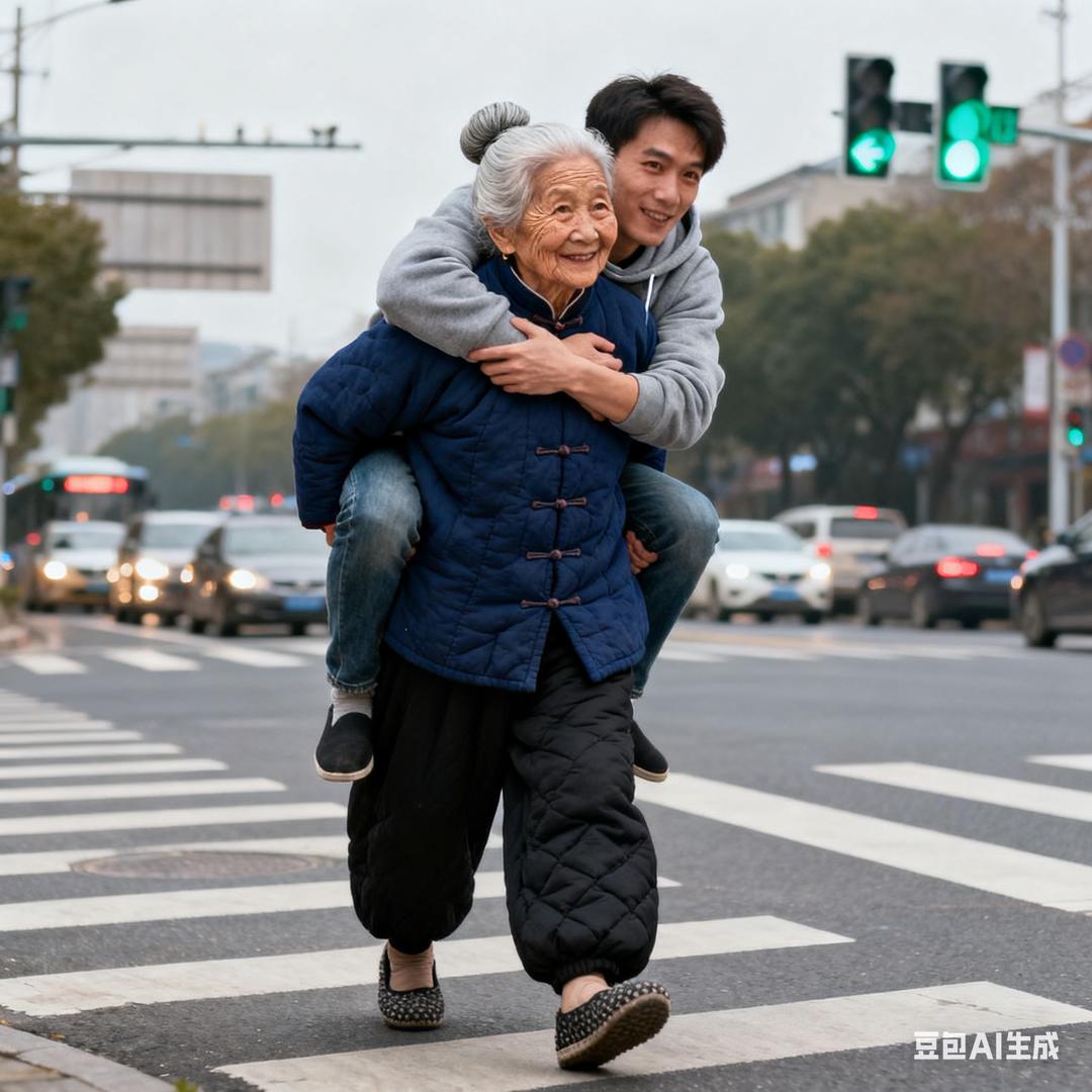 99岁的小姐姐背着21岁年迈的我过马路