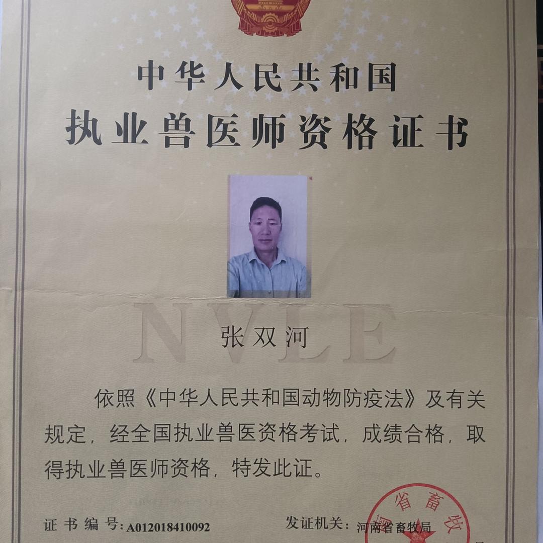 执业兽医师张双河