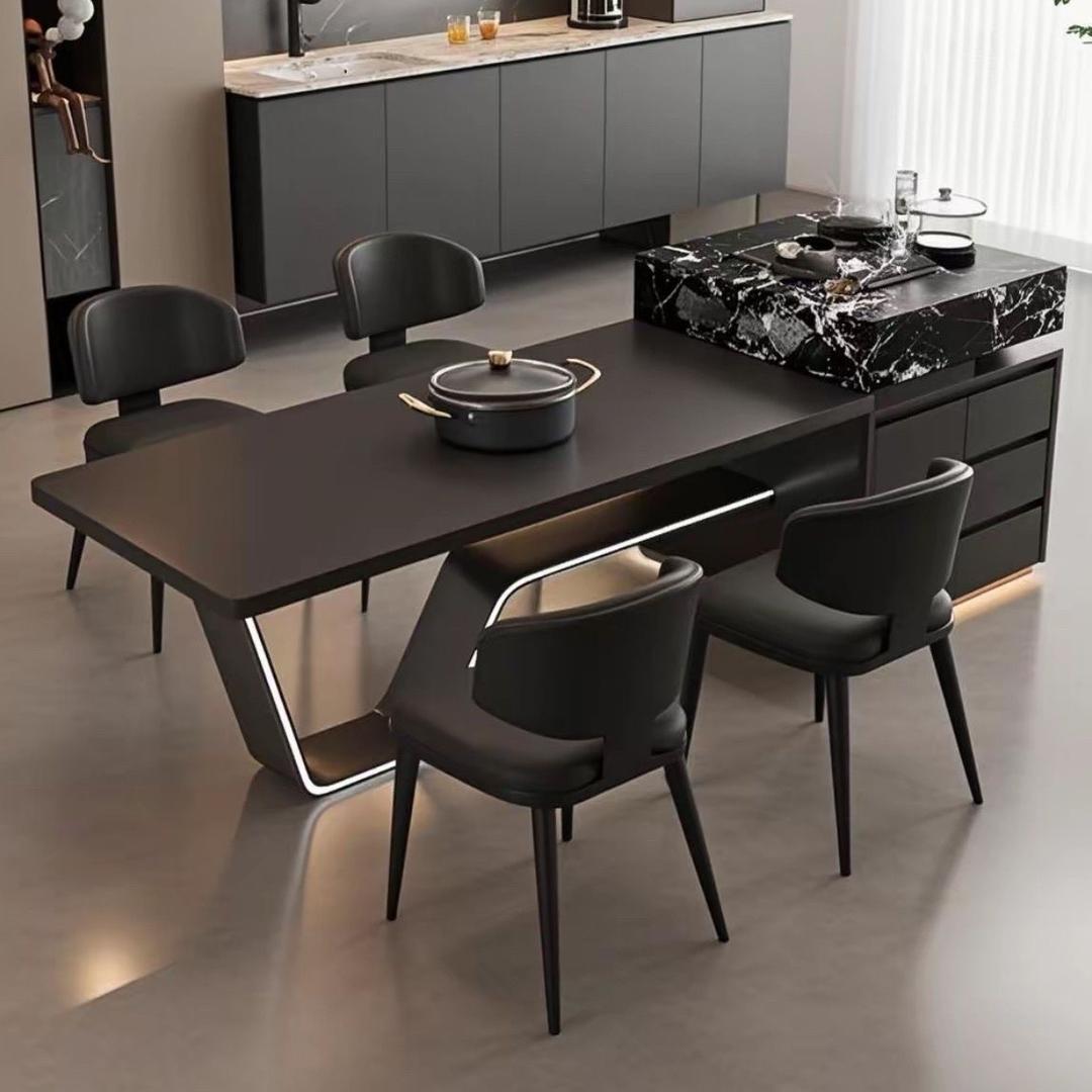 佛山意式极简岩板岛台餐桌