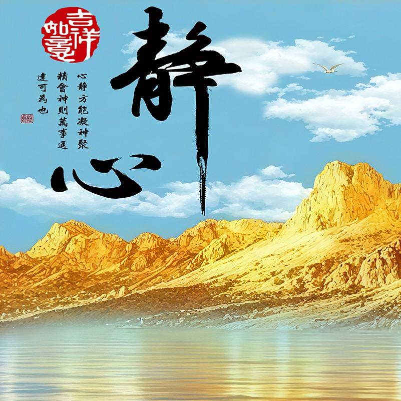 背靠金山床头画