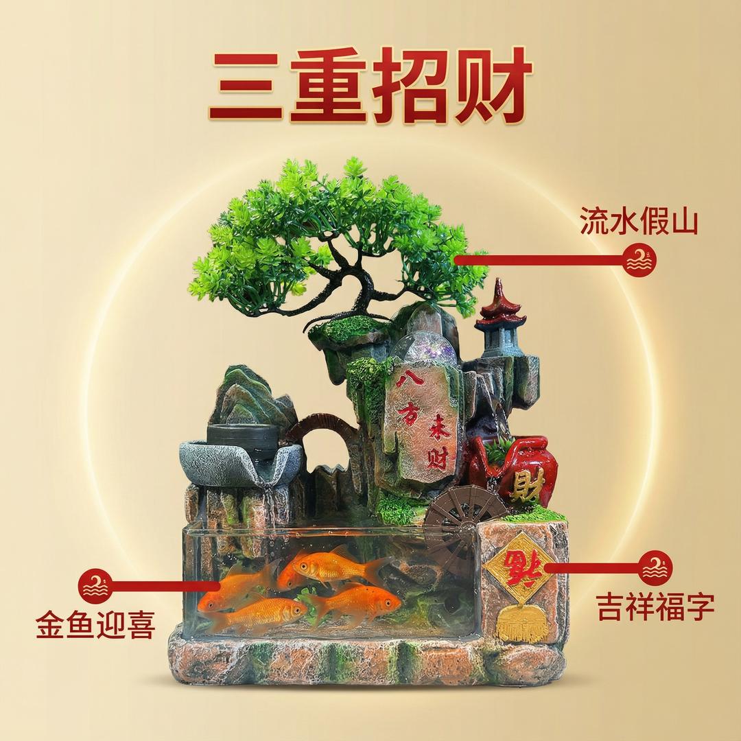 顺风顺水九华工艺流水摆件1号