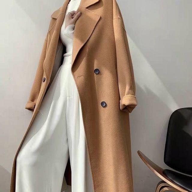 奶昔昆山羊绒大衣批发