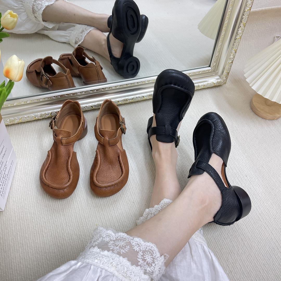 跳跳妈妈手工复古女鞋