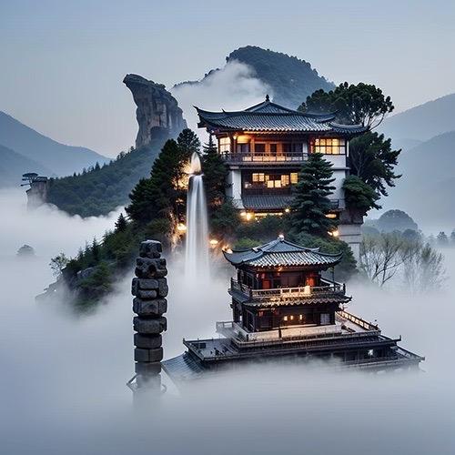 山在雾里
