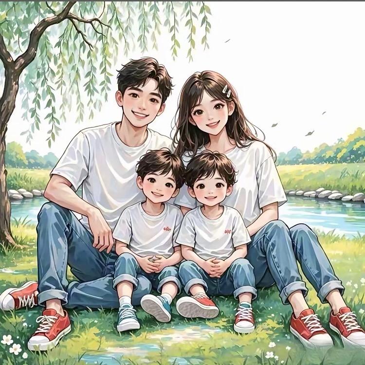 幸福快乐的一家人！
