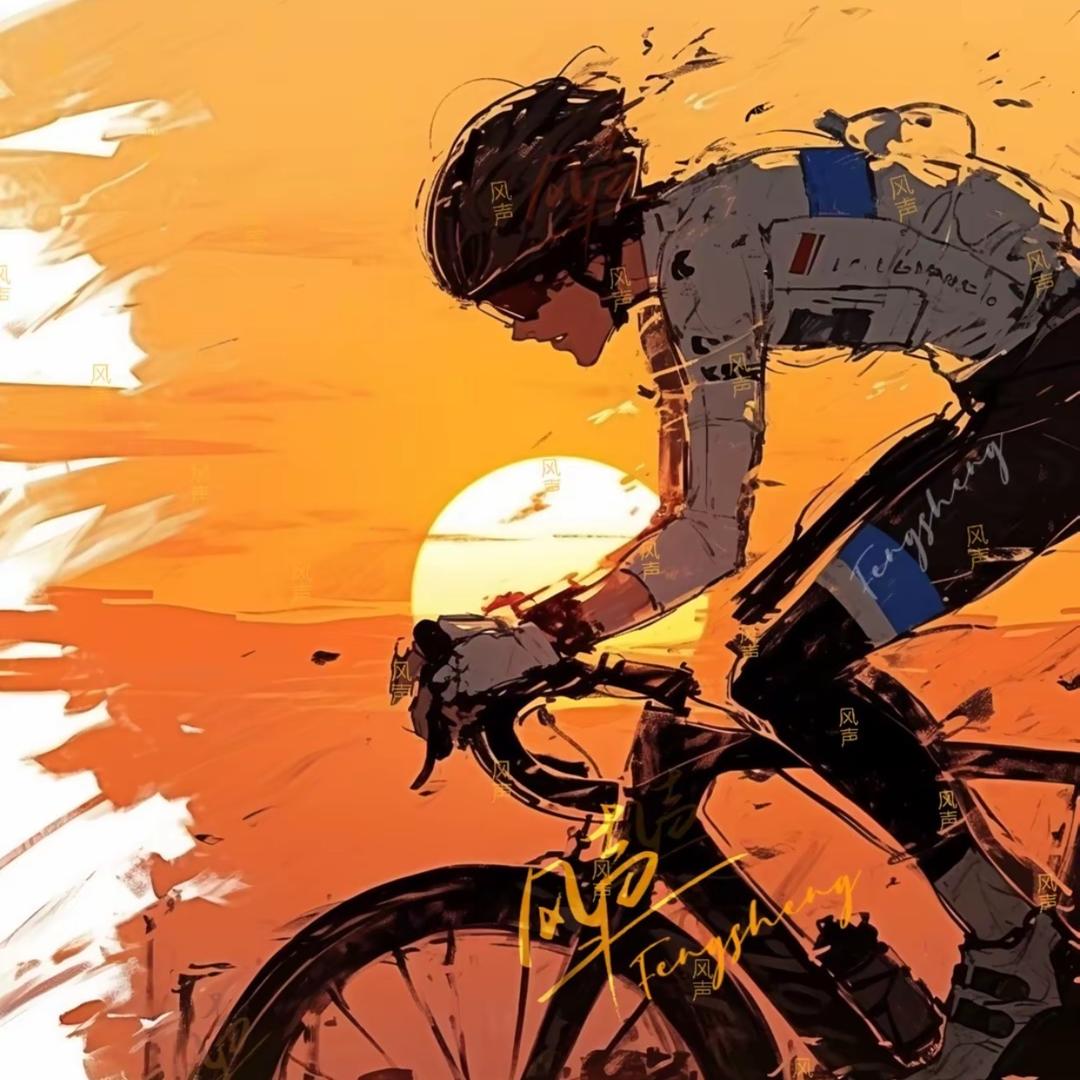 骑车掉队的胖胖