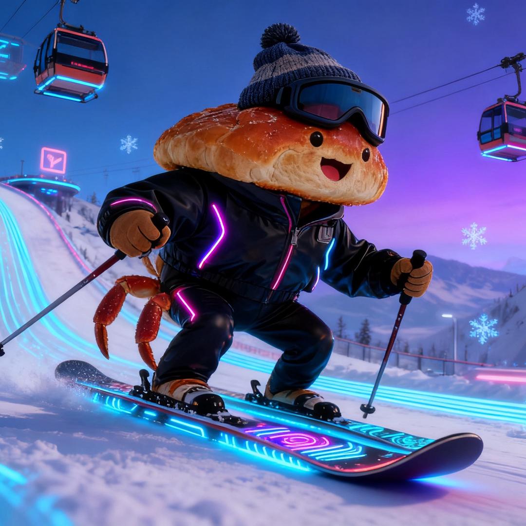 准备学滑雪的面包蟹