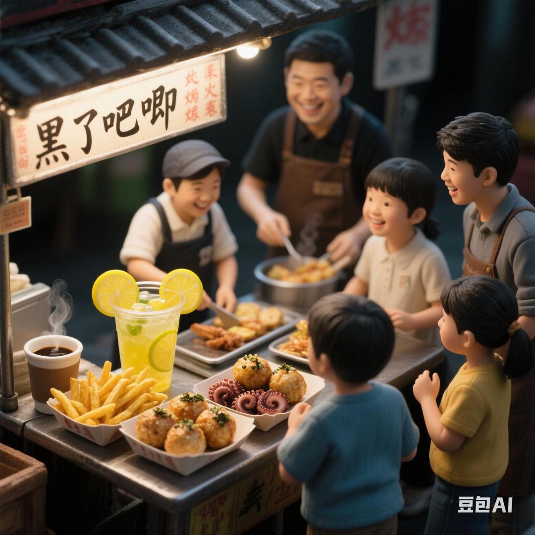 黑了吧唧的小摊