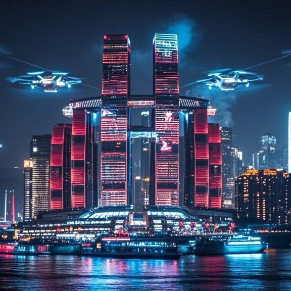 无人机点亮重庆夜