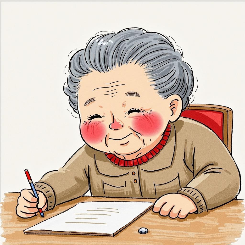治愈系插画的老奶奶