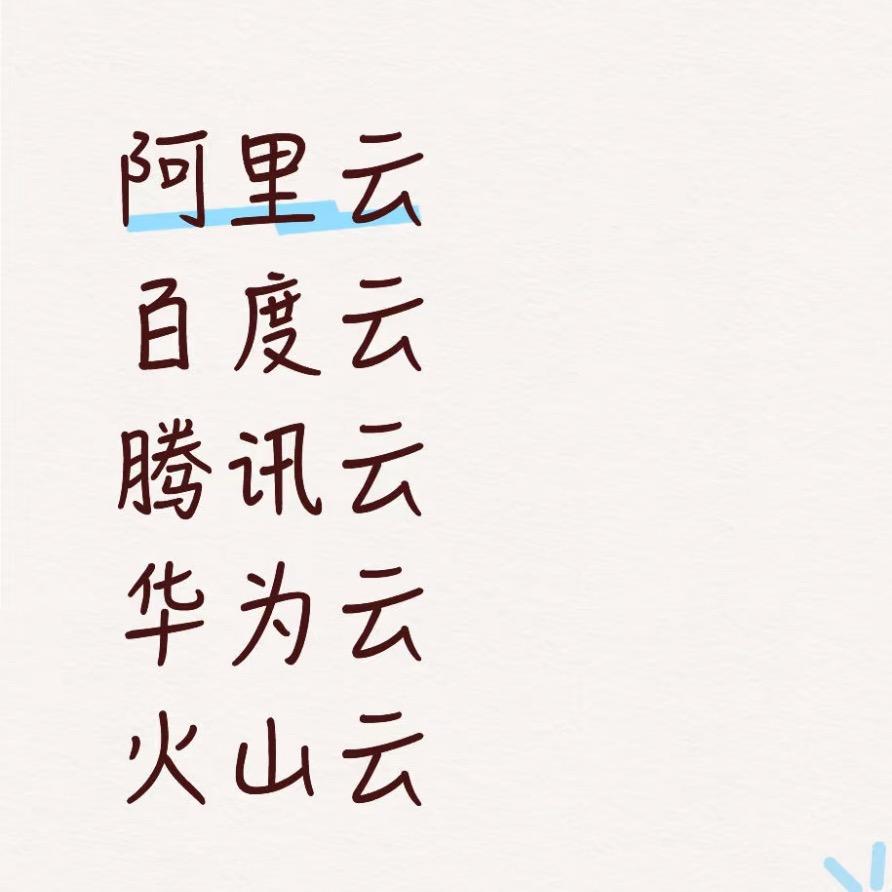 阿里云百度云腾讯云华为云火山云