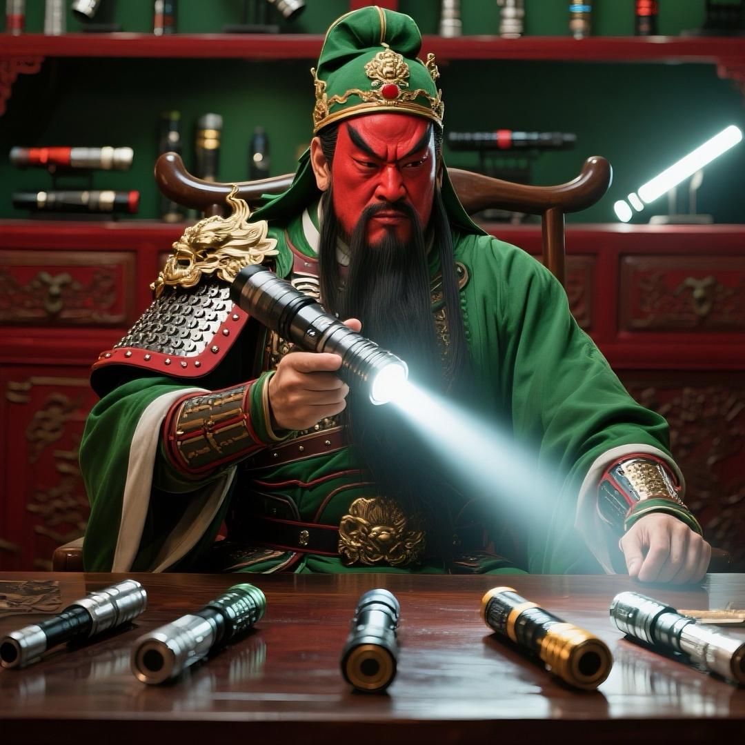 夜路中的手电光