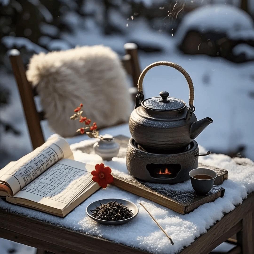 月下温雪煮茶