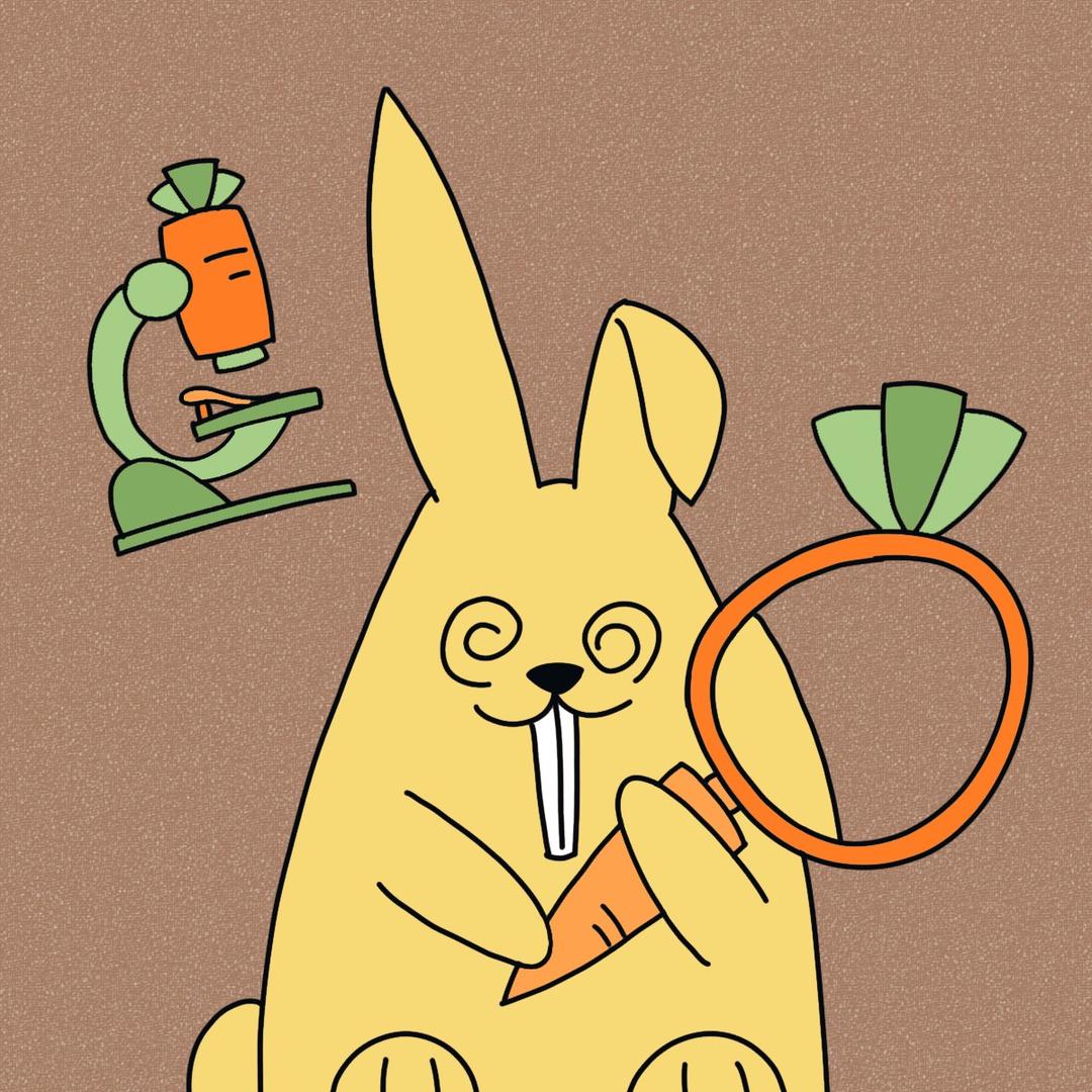 兔叽手拿放大镜，肩扛显微镜，呼呼哈嘿！