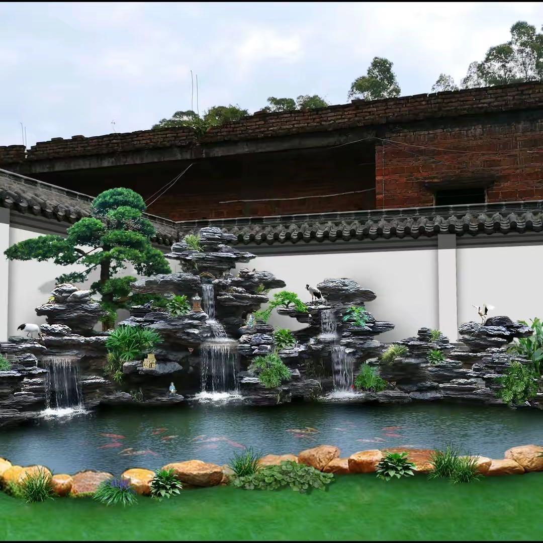 禅石园林鱼池假山过滤系统