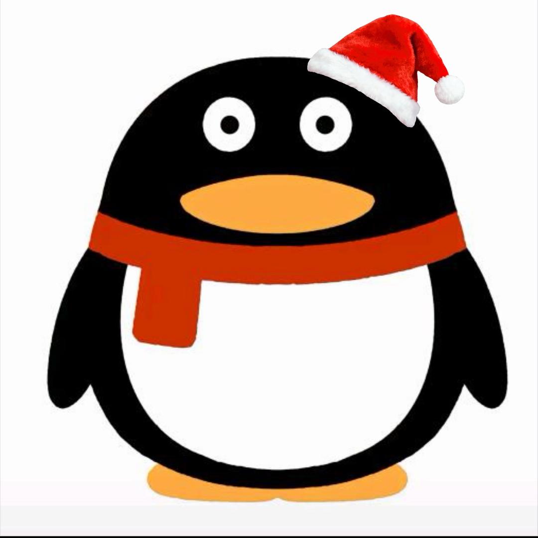 一只戴着小圣诞帽找婆娘的小企鹅