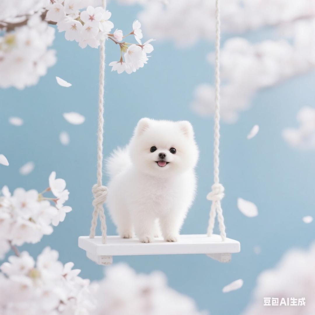 雪球贴贴博美茶杯犬