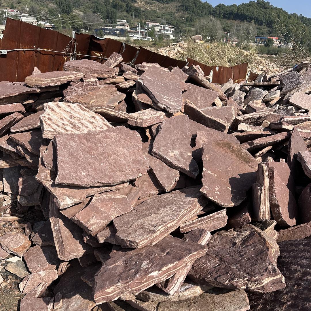 园林铺路红砂岩碎拼片石