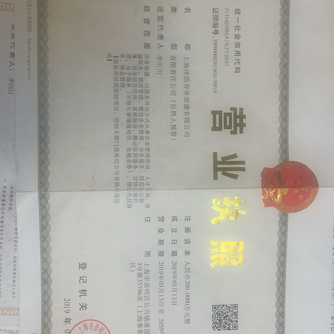 上海泽浩劳务派遣有限公司