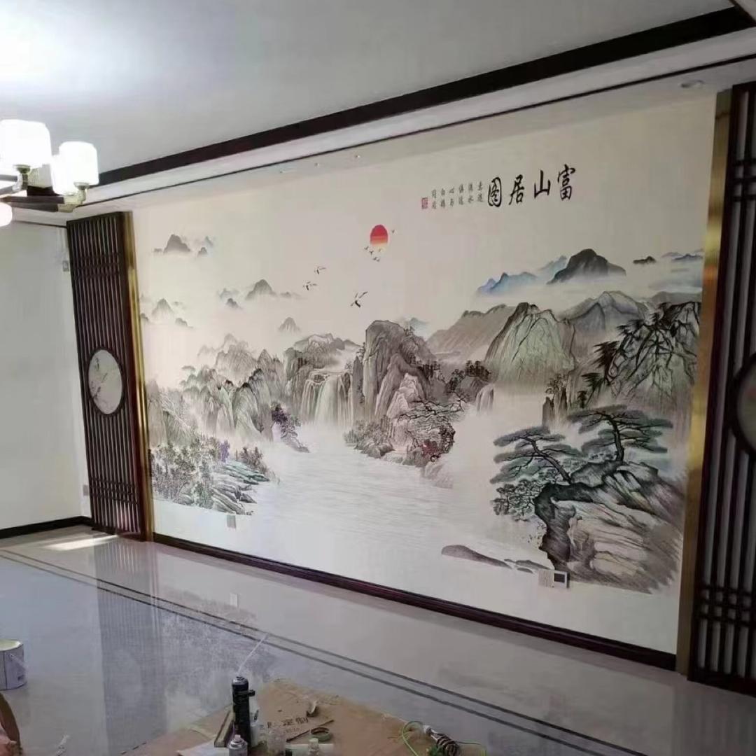 言绣独绣背景墙布