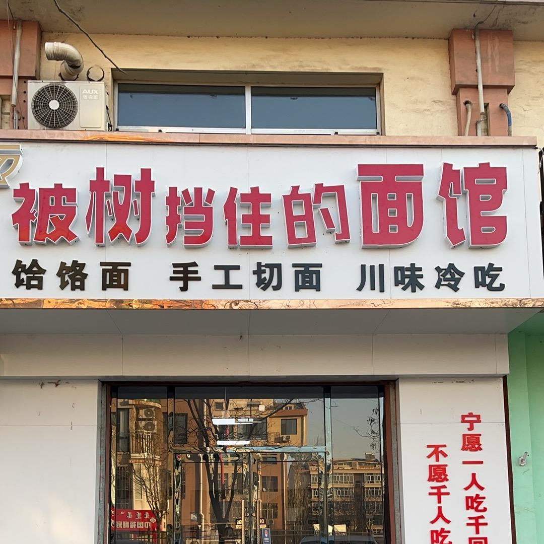 被树挡住的面馆