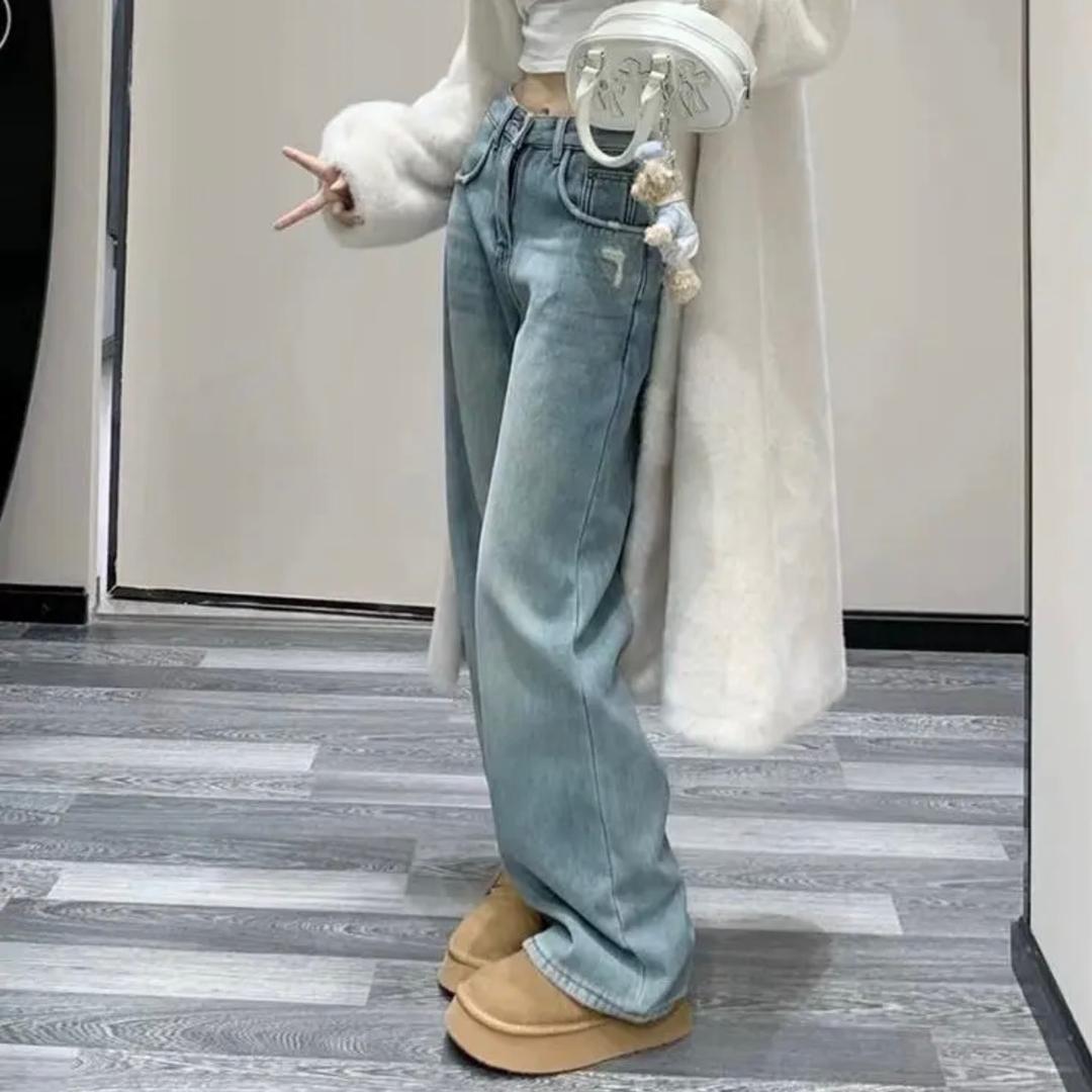 牛仔烟管裤
