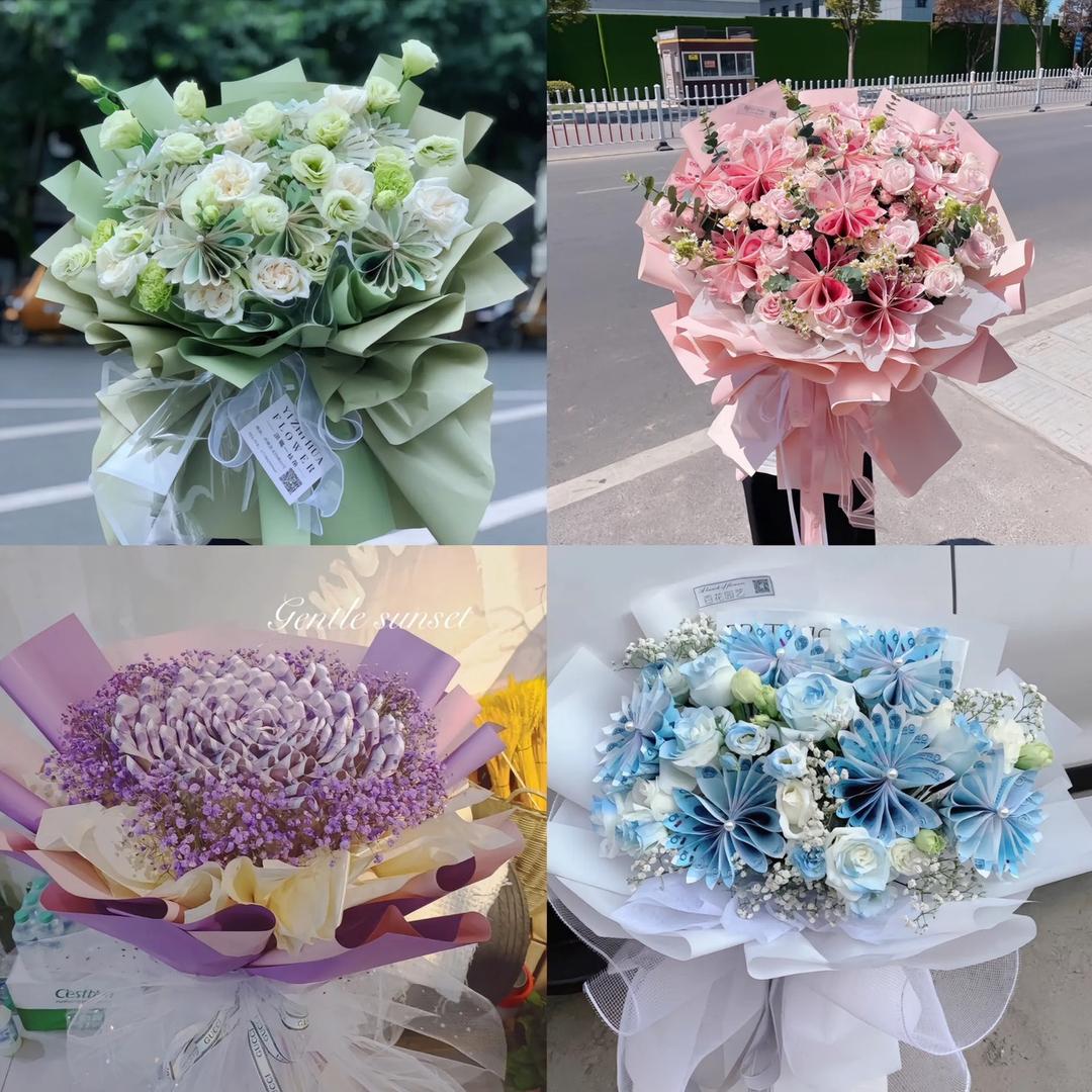 红黄蓝花卉绿植