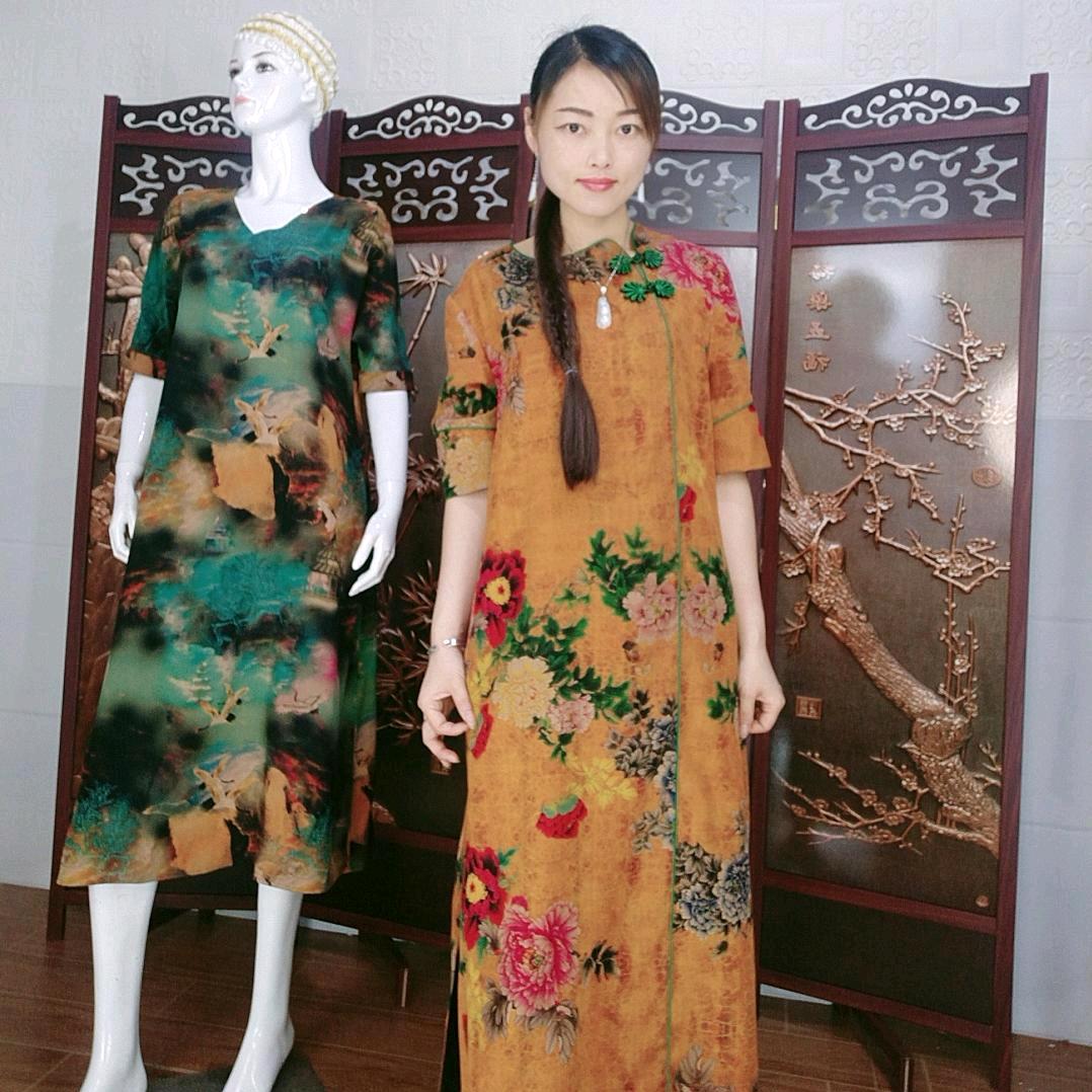 大码真丝女装燕子香云纱
