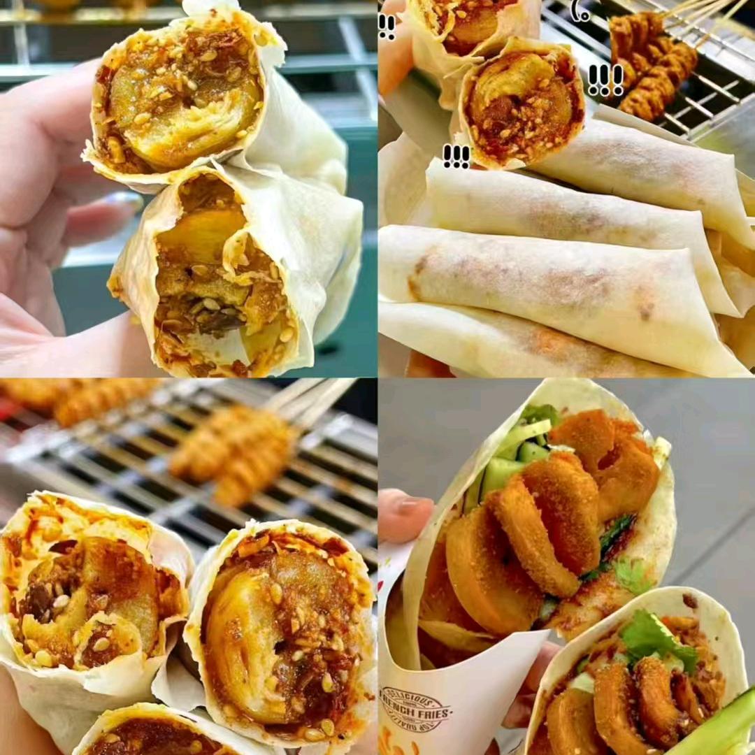 和硕麻辣羊头羊腿，烤面筋烤鸡披萨🍕煎饼