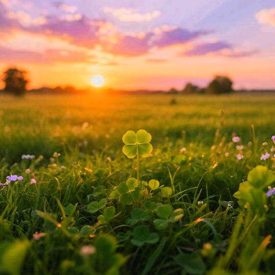 四叶草在未来唯美盛开