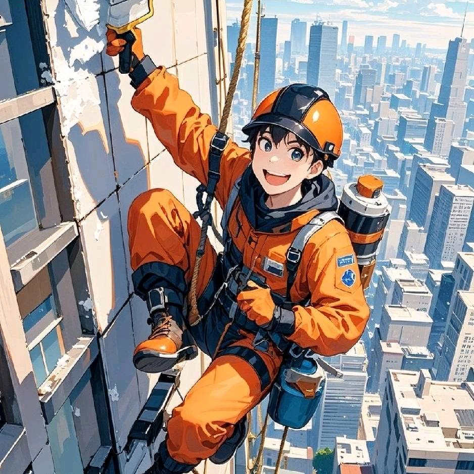 高空蜘蛛人精神小伙