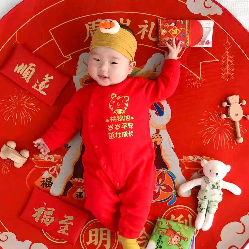 满月婴儿衣服长命富贵