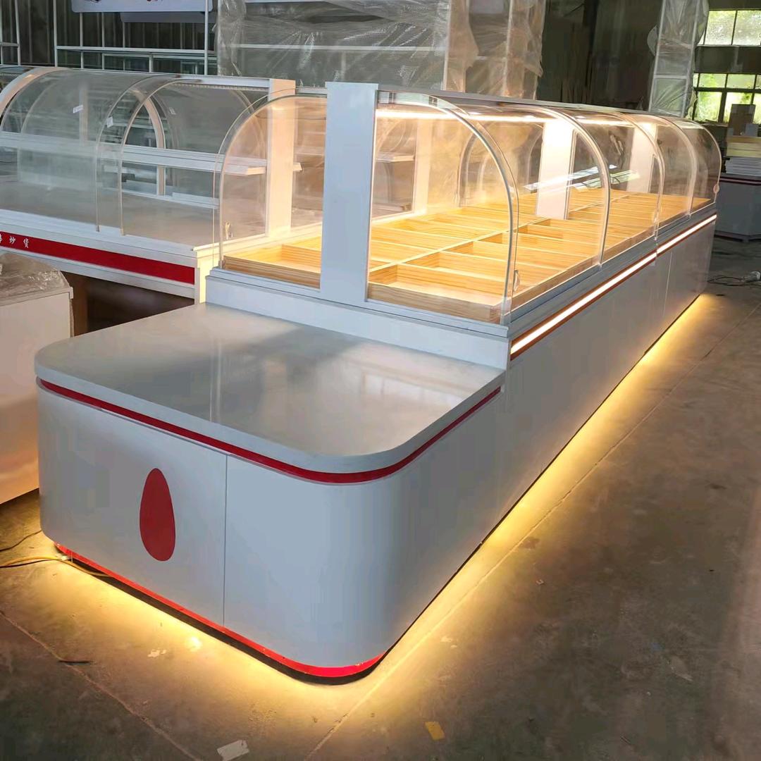 坚果炒货展示柜，面包展示柜厂家。