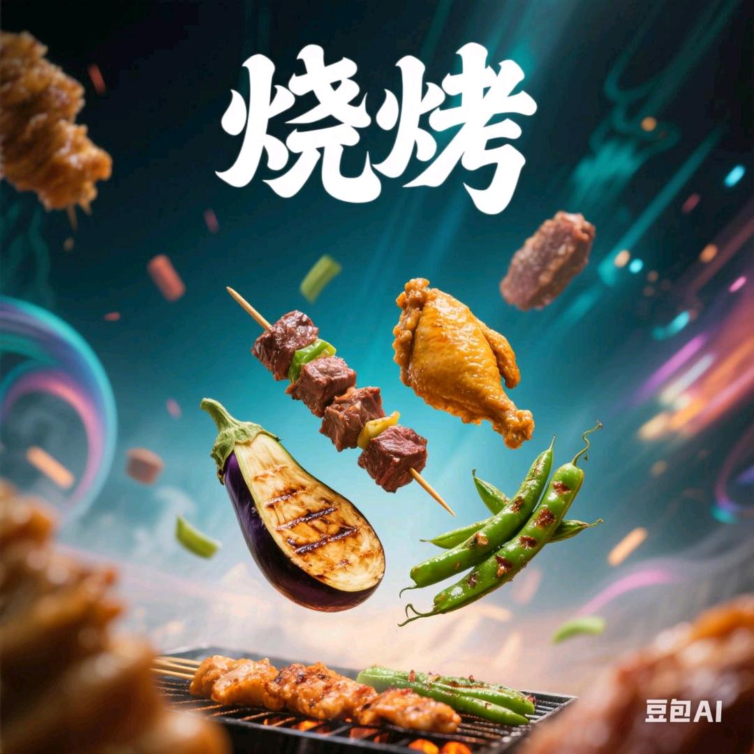 路边摊炭火烧烤