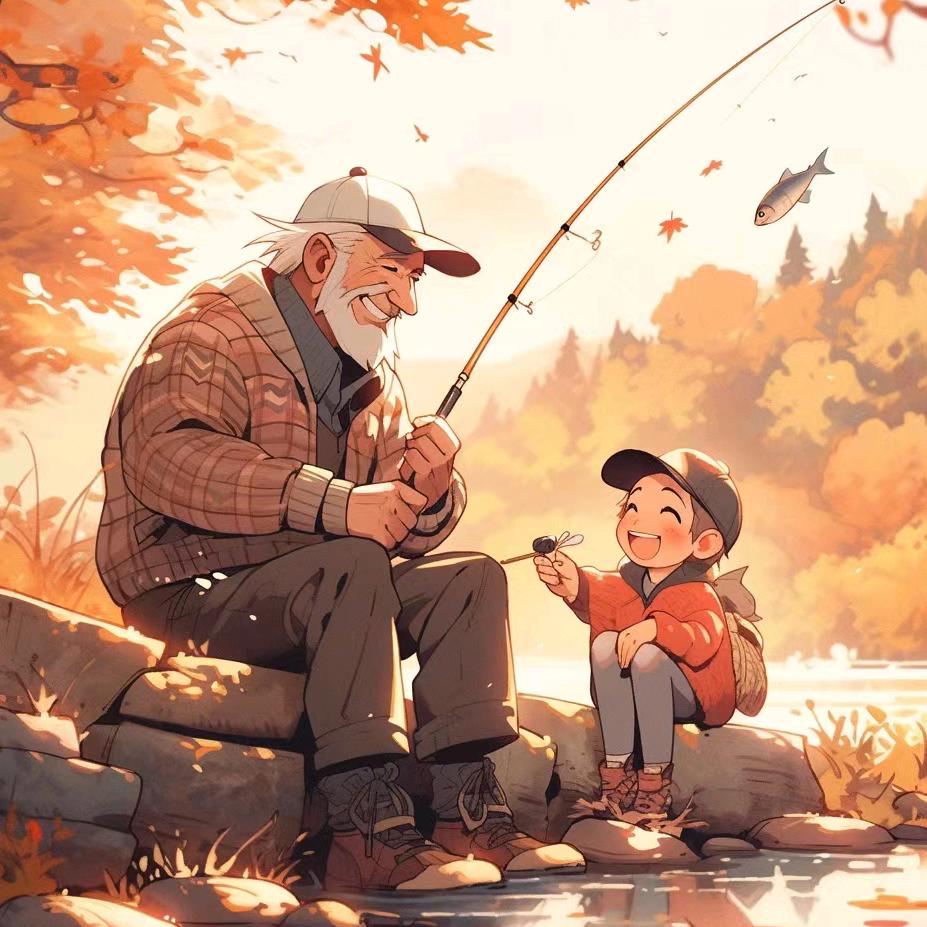 爷爷身边的小孙女👧