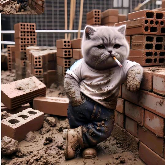 小毛弟贴砖呀！