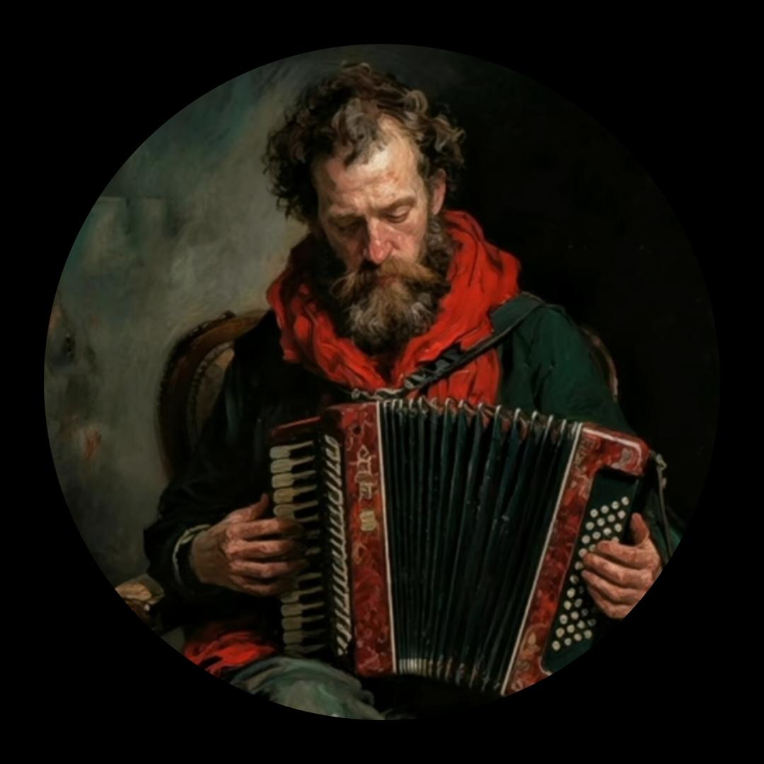 背着手风琴去画画