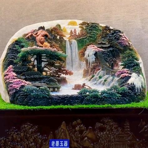 岫岩老墨玉器摆件