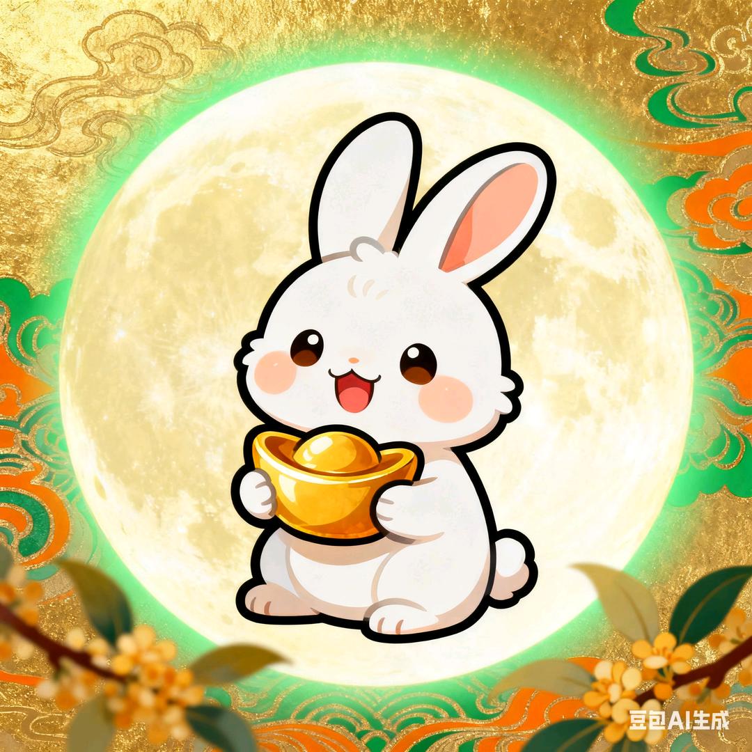 福兔揽月