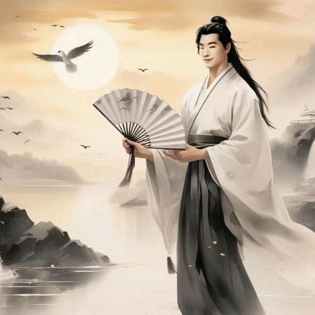 白衣摇扇西湖边