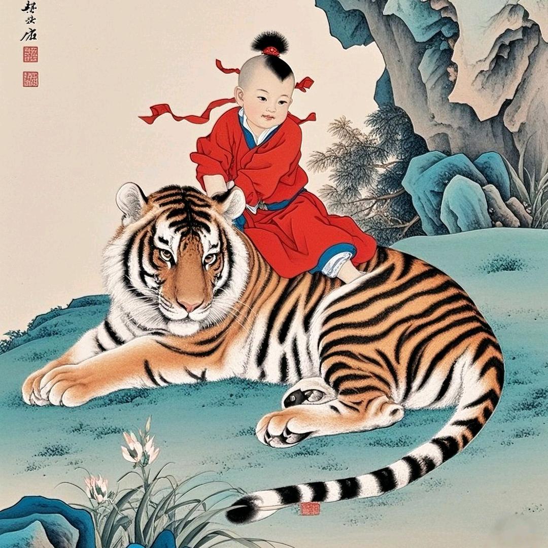 金虎抱福