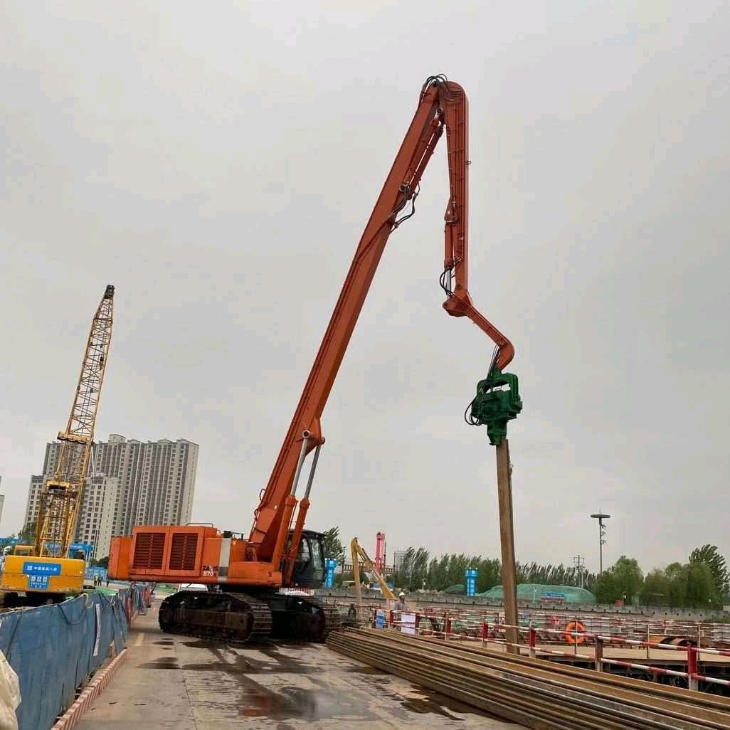 进喜专业钢板柱加长伸缩臂大型打桩机