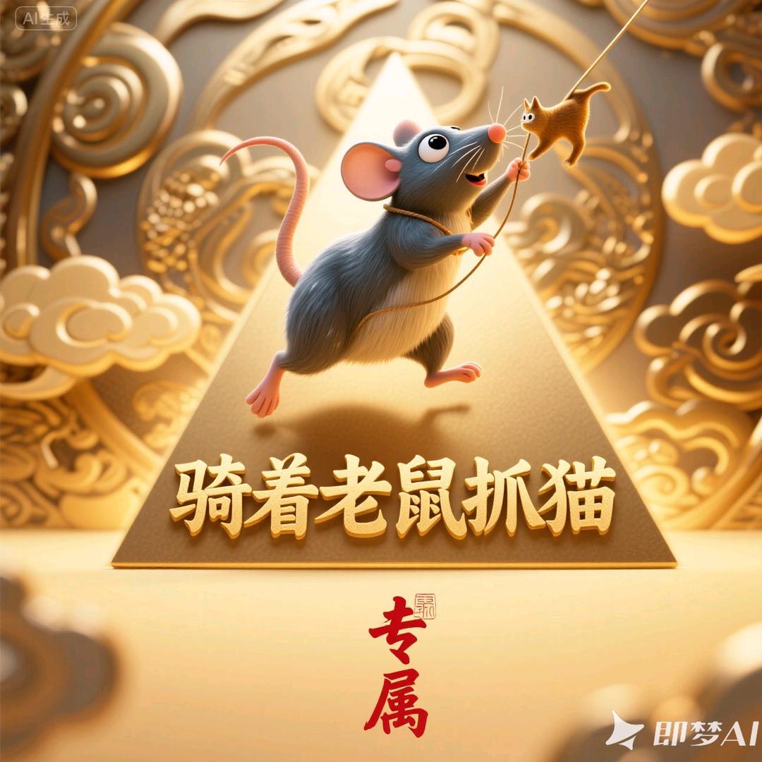 骑着老鼠抓猫