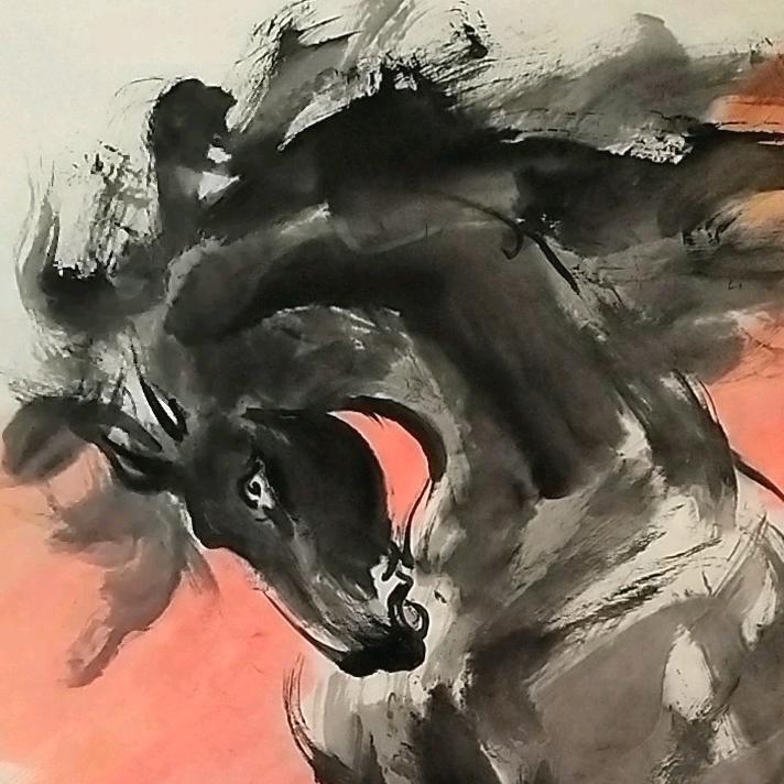 西風胡楊國畫