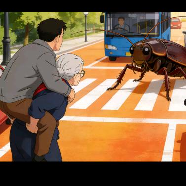 骑着九旬老奶奶过马路被广东性感母蟑螂撞飞