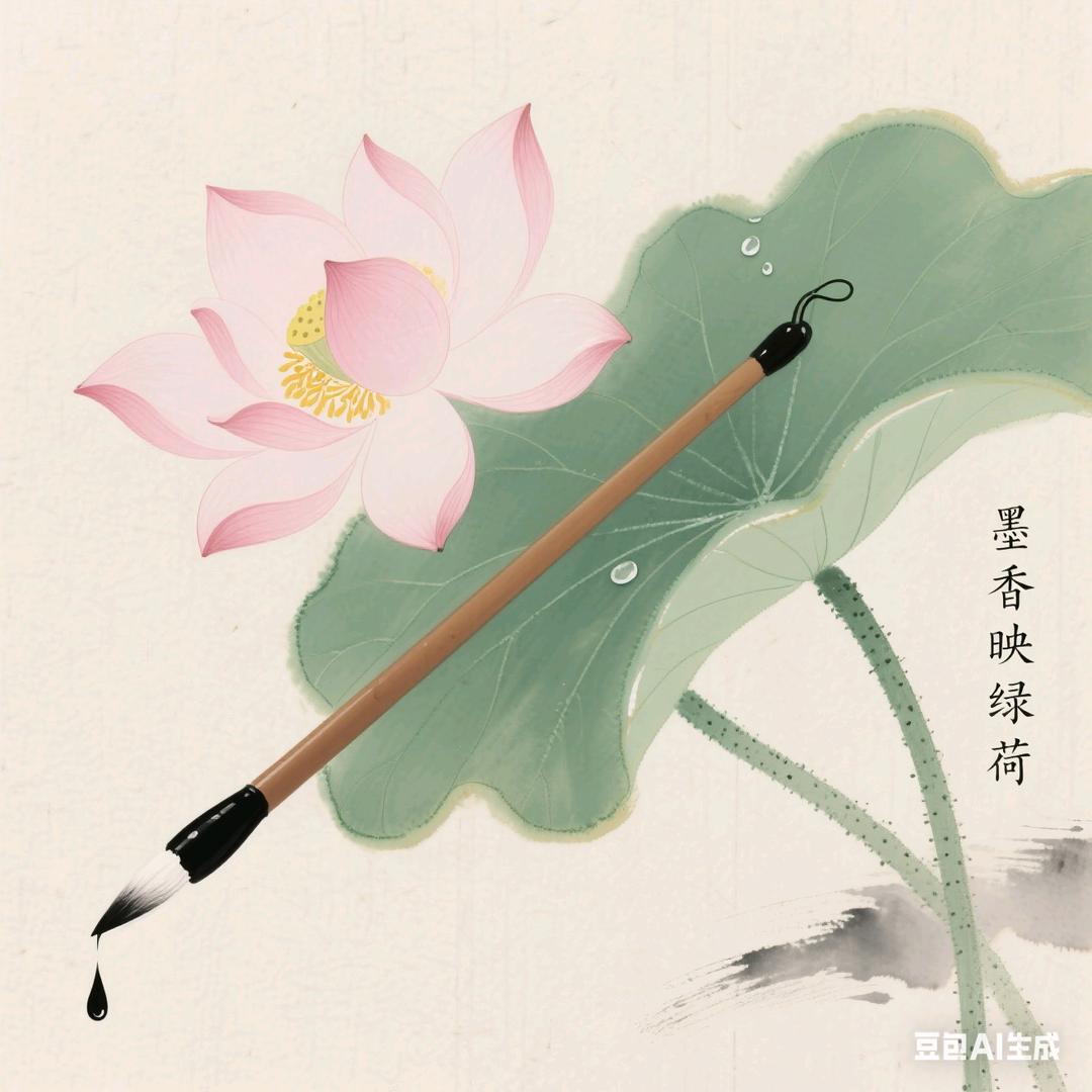 墨香映绿荷