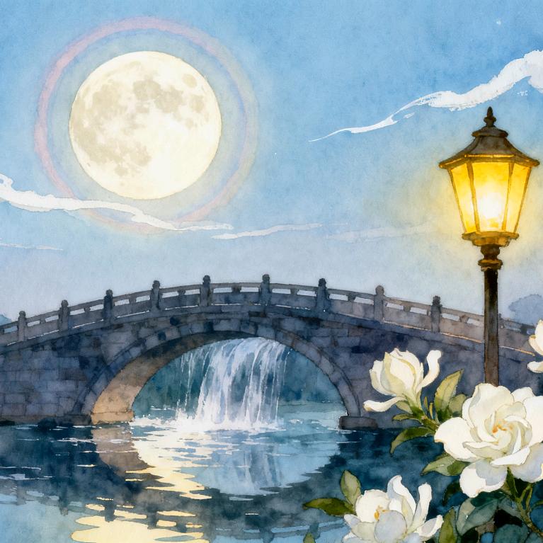 🌙✨☁️晚风揽明月🌌❀🌿