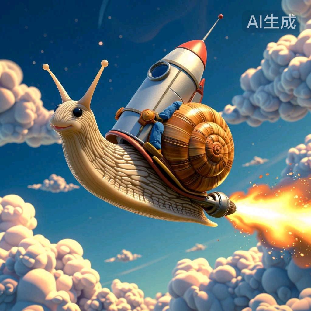 骑着蜗牛追火箭。