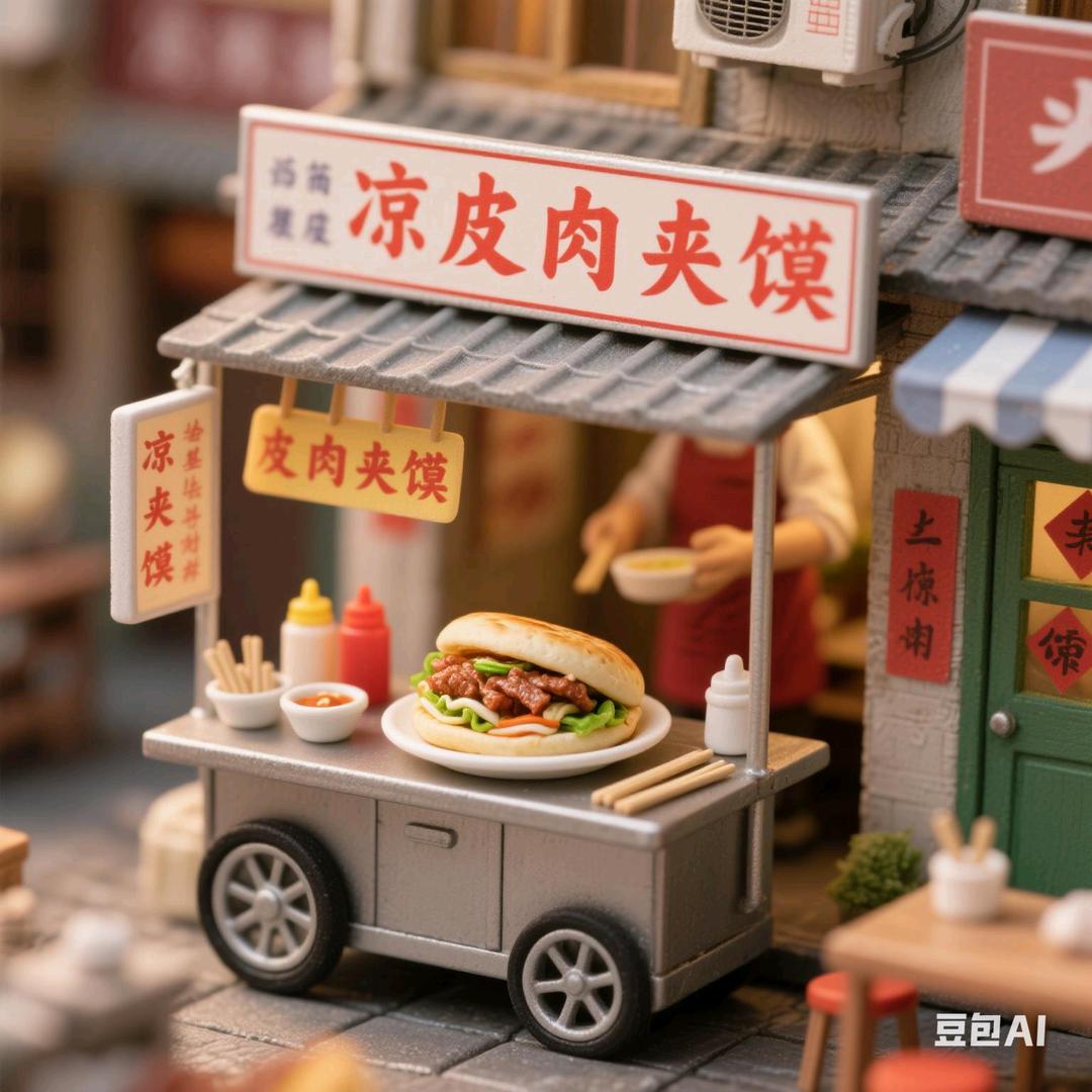 陕西人在大冶摆摊卖凉皮肉夹馍