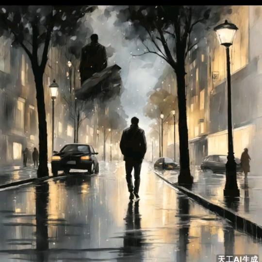 雨中背影